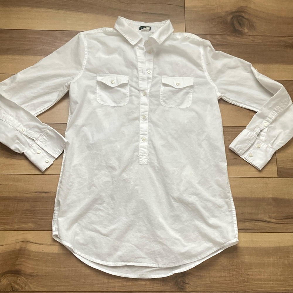J Crew White Chambray Tunic Popover